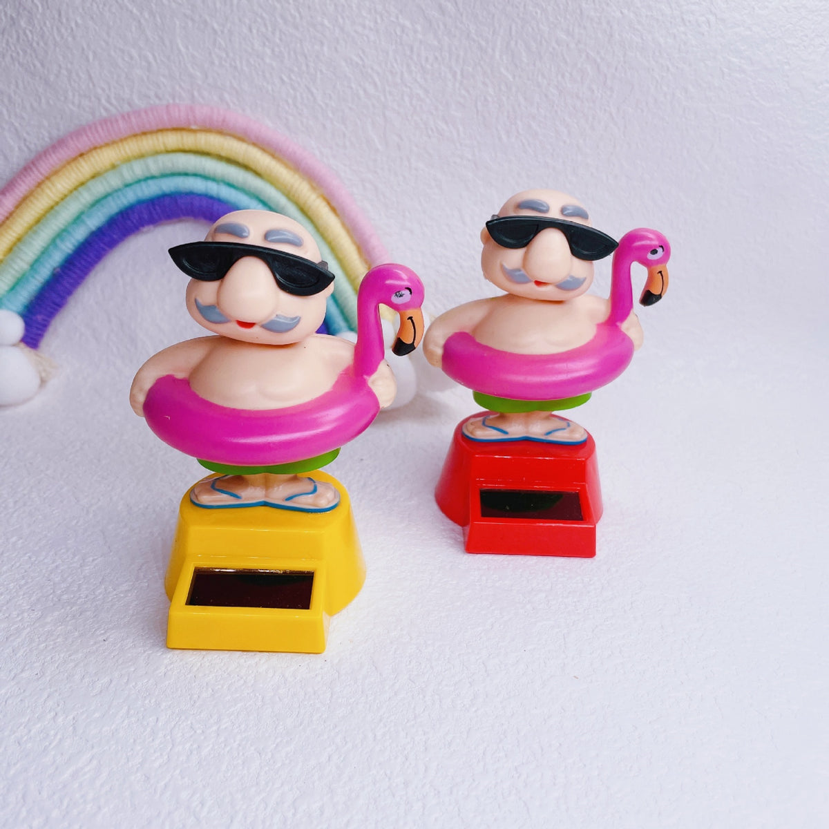 Solar-Powered Bikini Old Man Car Ornament Cartoon Dashboard Decoration