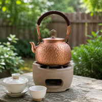 Small-Capacity Hammered Copper Teapot Vintage-Style Copper Teapot Compact Tea Kettle with Wrapped Handle for Artisan Collectors