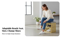 Multi-Functional Padded Shoe Storage Bench Space-Saving Design Cushioned Shoe Rack Stool Long-Lasting Frame Entryway Furniture High Load Capacity for Apartment Dwellers, Families, Homeowners, Hallway, Mudroom, Walk-in Closet, Living Room