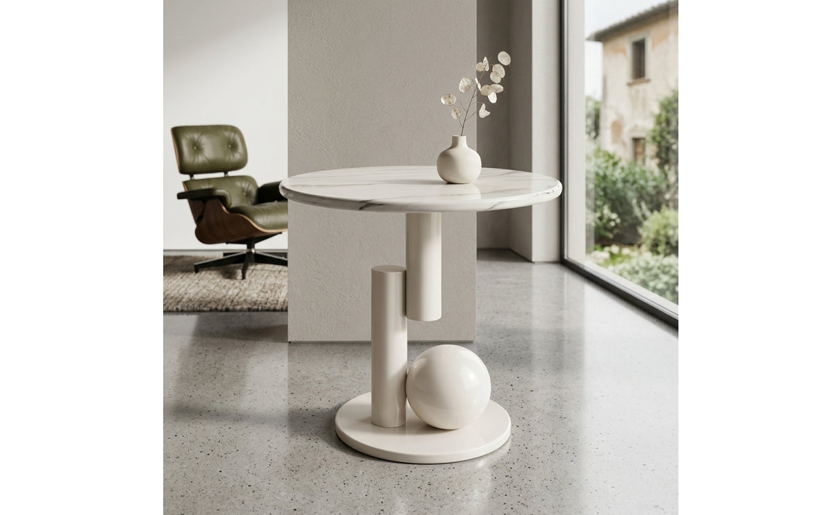 Round Side Table Modern Sofa Side Table Geometric Nightstand for Living Room, Bedroom