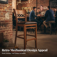 Factory-inspired design Adjustable rotating Bar Stool Retro Design Counter Chair Built-in Footrest Seating Furniture With Backrest for Adults, Business Owners, Homeowners, Cafe, Restaurant, Kitchen, Dining Room
