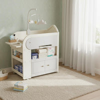 All-in-Single Design Infant Changing Table with Bath Height Adjustable Mobile Changing Table Large Storage Capacity Nursery Furniture for Newborns