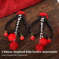 Chinese Fan Applique Handmade Hair Accessory Craft Material Design Vermilion Fan Shaped Applique for Crafters, Parents, Crafting