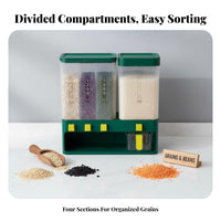 Moisture-Proof Multi-Compartment Grain Dispenser Sealed Compartments Divided Dry Food Storage Container Removable Dividers