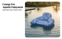 Foliage Print Design Inflatable Lounger with Canopy Foldable Inflatable Lounge Chair with Canopy Easy to Stow for Adults, Beach, Lake