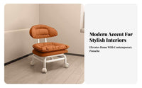 360-Degree Rotation Upholstered Low Chair with Casters Fluffy-Like Comfort Low Roller Seat Padded Cushion Rolling Stool Easy to Clean for Homemakers, Homeowners, Living Room, Bedroom, Playroom, Study