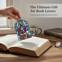 Vintage Stained Glass Dragon & Sword Bookmark with Chain Pendant, Creative Reading Marker, Cultural Gift