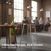 Industrial Aesthetic Metal Frame High Stool with Backrest Retro Design Bar Height Seating Versatile Commercial Furnishing Space-Saving for Cafe Owners, Apartment Dwellers, Restaurant, Small Areas, Dining Room, Kitchen