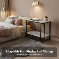 Minimalist design 2-Tier Utility Cart Mobile with casters 2-Tier Rolling C-Table Modern Design Home Furniture Space-Saving for Apartment Dwellers, Homeowners, Office Workers, Living Room, Small Spaces, Bedroom, Balcony
