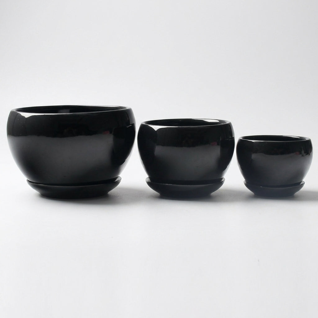 Plant Pots for House Plants and Indoor Plants, Set of 3 Fruit-Shaped Ceramic Flower Pots, Mini Ceramic Planter for Home Office, Drainage Hole