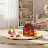 Wooden Animal Shape Sorter Child-Centered Animal Matching House Fine Motor Skills Matching Puzzle House for Infants, Young Children