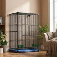 Reinforced Bird Cage with 3 Tiers, Large Bird Cage Metal Habitat with 2 Breeding Boxes, Parrot Cage for Cockatiels Parakeets and Sun Parakeet