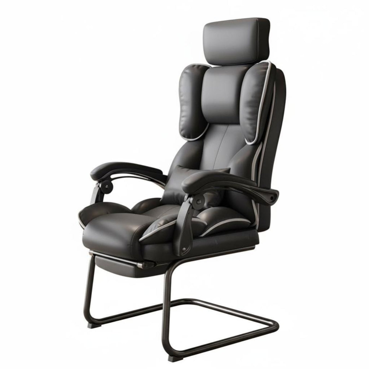 No Wheels Reclining Sled Base Chair Support Sled Base Armchair Ergonomic Design Computer Seat Thick Padded Cushion for Executives, Clients, Students, Conference Room, Restping