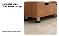 Modern TV Console with Drawers Media Cabinet with Storage Retractable Television Stand Wide Media Console Table Dense Board Material Suitable for Living Room Apartment Home Decoration
