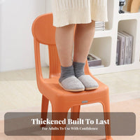 Thickened Design Stackable Backrest Stool Easy to Clean Small Chair long-lasting Indoor Seating Rounded Corners for Children, household members, Living Room, Bedroom, Kitchen, Playroom
