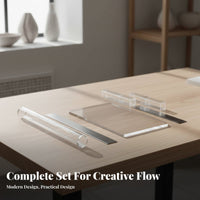 6 Pieces Acrylic Clay Cylinder and Board Kit DIY Crafting Clay Cylinder and Board Set Pottery Modeling Tool Set Beginner