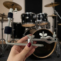 Drum Hardware Extension Clamp Knurled Drum Clamp with L-Rod Adjustable Percussion Holder for Drummers, Percussionists, Stage, Rehearsal Rooms