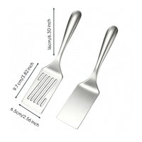 2 Pieces Barbecue Spatula Stainless Steel Grilling Turner Spatula with Slotted Blade Dishwasher Safe Utensil Easy to Clean