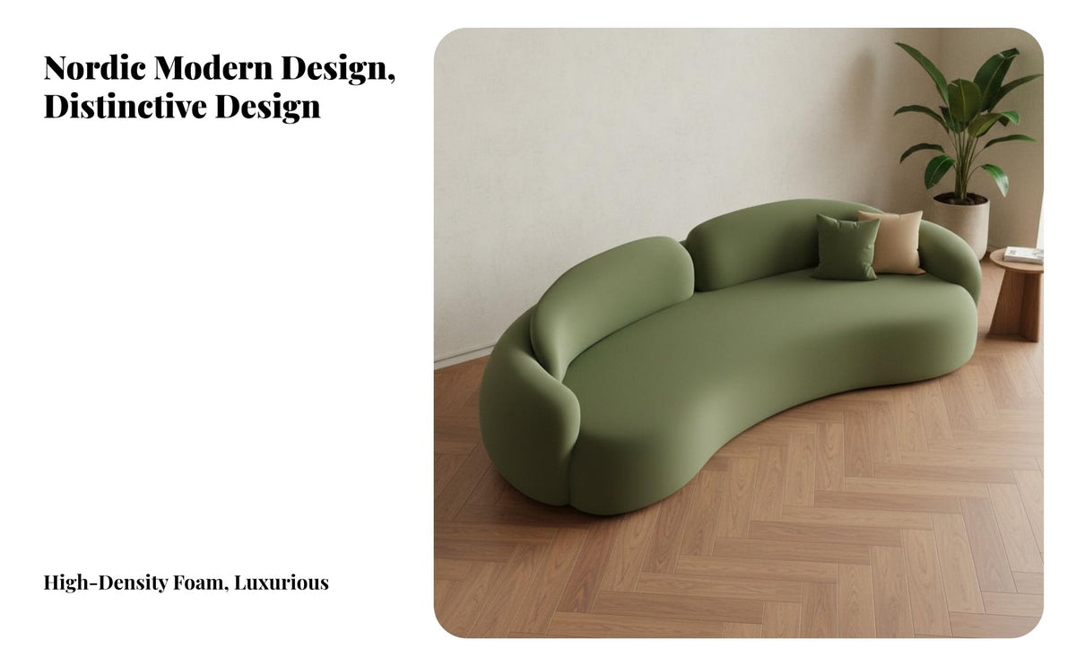 High-Density Foam Filling Irregular Shape Loveseat Skin-Friendly Curved Sofa Solid Wood Frame Modern Freeform Couch Ergonomic Support for Apartment Dwellers, Interior Designers, Design Enthusiasts