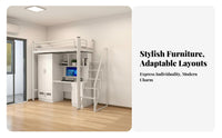 Loft Bed with Desk and Wardrobe Space-Saving Student Bed with Desk Multi-Functional Dormitory Furniture for Employees, Dorm Room, Bedroom, Home Office