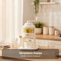Clear Chamber Hand-Crank Ice Shaver Safe Fill Line Hand Crank Ice Shaver Stainless Steel Snow Cone Maker Rounded Body