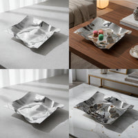 Stainless Steel Tray Contemporary Tray with Reflective Finish Elegant Irregular Serving Platter for Tabletop
