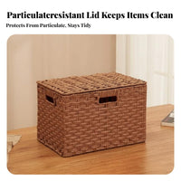 Storage Bin with Lid Multi-Functional Woven Basket with Lid Large Capacity