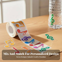 500 Pieces Music Note Stickers Waterproof Holographic Musical Note Stickers Music Symbol Sticker Roll for Gift Wrapping