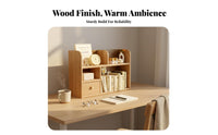 Multitier Desktop Shelf Unit with Drawers Space Saving Desktop Shelf Sturdy Construction Rounded Corners for Students, Bedroom