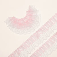 Double-Layer Lace Trim Decorative Lace Ribbon with Ruffles Translucent Ruffled Ribbon for Crafters, Garment Decoration