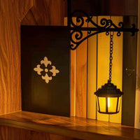 Wrought Iron Bookshelf Lamp Black Bookshelf Light Moody Academia Mini Lantern Lamp for Book Lovers, Collectors, Reading Corner, Halloween