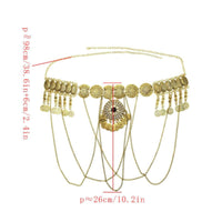 Dangling Coins Coin Tassel Waist Chain Statement Piece Belly Dance Waist Chain Vintage Design Boho Belly Dance Belt Metal Alloy for Beach, Festival
