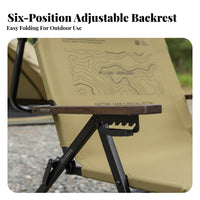 Foldable Design Adjustable Camping Recliner Detachable Pillow Aluminum Frame Camping Chair Wide Seat Reclining Camp Chair Long-Lasting Material for Campers, Anglers, Beachgoers, Fishing, Picnic, Backyard, Poolside