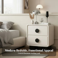 Simple and Modern Design 2-Drawer End Table Creamy aesthetic Nightstand Space-Saving Bedroom Furniture Stable Construction for Homeowners, Interior Designers, Students, Bedside, Home, College Dorm