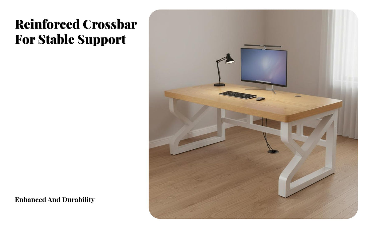 Solid Wood Computer Desk Large Workspace Long Office Desk Thickened Desktop Simple Writing Table for Students, Professionals, Bedroom