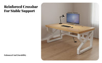 Solid Wood Computer Desk Large Workspace Long Office Desk Thickened Desktop Simple Writing Table for Students, Professionals, Bedroom