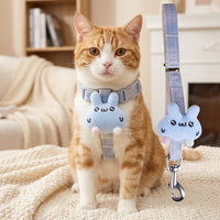Cat Harness and Leash Set with Cartoon Design, Adjustable Soft Nylon Vest Harness for Small Cats, Outdoor Walking Gear in Various Colors