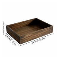 Rectangular Wooden Tray Dark Brown Vintage Wooden Tray Open open-Sided Serving Platter