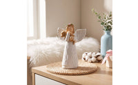 Angel Statue with Dog Hand-Painted Decor Compact for Bedside Table
