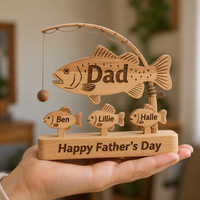 Fishing Figurine, Hand Carved Wooden Figurine, Rustic Home Decor, Unique Wood Art for Nature Lovers