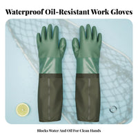 Reusable Long Waterproof Gloves Anti-Slip Grip Full Arm Waterproof Gloves for Fishermen, Dishwashing, Car Washing, Aquarium Maintenance