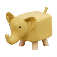 Cartoon Animal-Shaped Stool Solid Wood Legs Cartoon Footstool Playful Design Animal Shaped Stool for Young Children, Playroom, Living Room