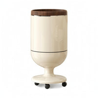 Pedestal-Base Trash Can with Wood Rim Floor-Standing Open-Top Trash Can Modern Wastebasket Minimalist for Office