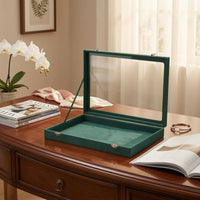 Transparent Cover Velvet Jewelry Box Metal Clasp Display Jewelry Box Flocked Textile Accessory Storage Rectangular