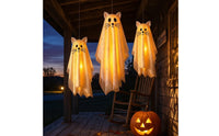 3 Pieces Hanging Spirit Cats Warm Spirit Cat with Glowing Light Translucent for Porch, Entryway, Creepy Home