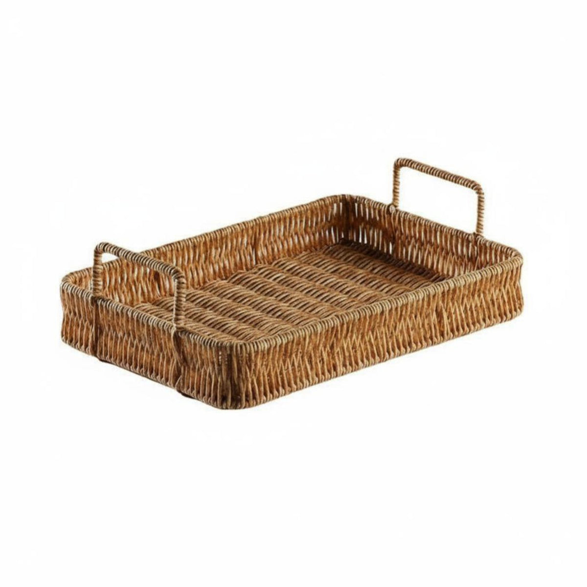 Japanese design aesthetic Round Woven Tray adaptable Round Woven Platter with Handles Natural visually pleasing Storage Basket perfect Gift for &beverage Lovers, Interior Decorators, homeowners, Kitchen, Living Room, Dining Table, Housewarming Party