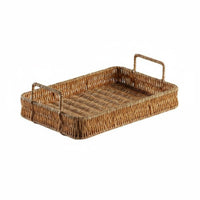 Japanese design aesthetic Round Woven Tray adaptable Round Woven Platter with Handles Natural visually pleasing Storage Basket perfect Gift for &beverage Lovers, Interior Decorators, homeowners, Kitchen, Living Room, Dining Table, Housewarming Party