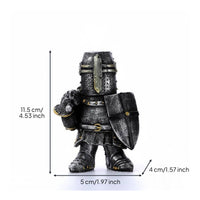 Unique Design Gnome Warrior Statue Hand-Painted Details Medieval Knight Ornament Funny for Bookshelf