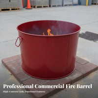 Large Capacity Fire Drill Barrel With Handles Heavy Duty Steel Incinerating Drum Thickened Steel Incinerator for Firefighters, Facilities Personnel, Property Managers, Outdoor, Training Grounds, Factory Yard, Schoolyard