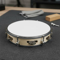 Hand Tambourine Easy to Play Handheld Tambourine and Clink Drum for Preschoolers, Kids, Classroom
